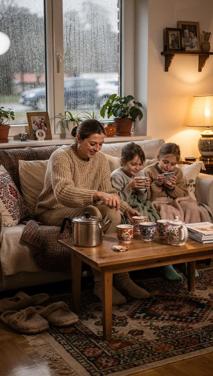 Biljna mješavina čajeva u staklenoj posudi s cvijećem u pozadini