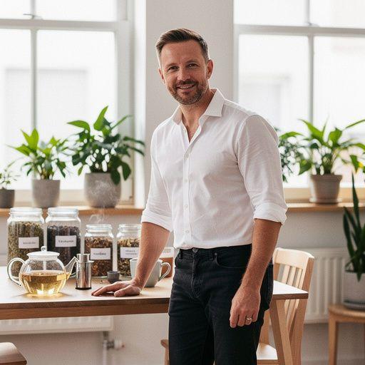 Ženska ruka drži šalicu čaja dok sjedi u opuštajućem okruženju prirode